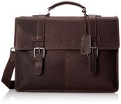 Kenneth Cole Reaction Colombian Leather Dual Compartment Flapover 13" Laptop Business Portfolio Luggage- Messenger Bag, Brown, One Size