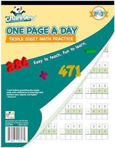 Channie's One Page A Day Math Workbook, Triple Digit Math Practice Worksheets, 50 Pages Front and Back, 25 Sheets, Grades 2nd and 3rd, Addition and Subtraction workbook, Size 8.5” x 11”