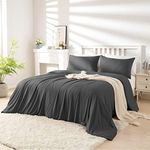 LINENOVA 2000TC Bamboo Cooling Quilt Cover Set Queen Size - Ultra Soft Breathable- 3pcs Doona Cover Set with Corner Ties & Button Closure for Hot Sleepers (Queen, Dark Grey)