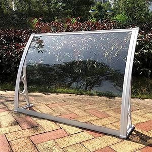 Window Awning Overhead Door Modern Polycarbonate Cover,Front Door Outdoor Patio Awning Canopy,95% Light Transmittance Door Canopy,Shatterproof White Aluminum Frame (24"x43")