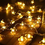 KINGCOO Cherry Blossom Flower String Lights, 6M 40Led Warm White Flower Copper Wire Fairy Decorative Lights Battery Powered for Summer Garden Landscape Wedding Party Christmas Lighting Decoration