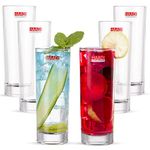 HAADI Drinking Glasses Set of 6 Crystal Clear Tall Water Glass Tumbler Highball Cocktail Glasses for Wine, Whiskey, Juice,Gin and Other Beverages (270ml)