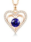 T400 Heart Pendant Necklace for Women 925 Sterling Silver with Birthstone Zirconia Necklace Valentine's Day Birthday Jewelry for Wife Girfriends (Sep)