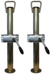 A Pair of Silver Trailer Prop Stands Corner steadys with Handle 34mm Diameter x 430mm Length with Split Clamps Pt no. LMX1512