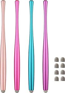 Slim Waist Stylus Pen for Touch Screen, Compatible with iPad, iPhone, Kindle Fire, 8 Extra Replaceable Hybrid Fiber Tips (Pink, Purple, Blue, Rose Gold)