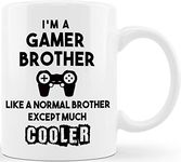 Classic Mugs Gamer Brother Normal Brother Only Cooler Funny Coffee Mug Graduation Gifts for Brother from Sister Sibling Mom Dad Friend Funny Gifts for Brother Christmas Birthday Gag Fun Cup For Bro