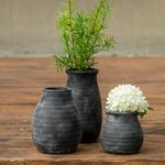 Ceramic Rustic Vase Set, Small Black Vases for Country Home Decoration, Decorative Vase,Farmhouse Decoration, Home Decoration for Living Room, Coffee Table Decor, Mantle & Shelf Decor.