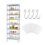 Solerconm 8 Tier Wire Shelving Unit,Adjustable 8 Shelves Metal Storage Racks or Two 4-Tier Shelving for Storage with 8 Pieces of PE Mat, Chrome (Silver)