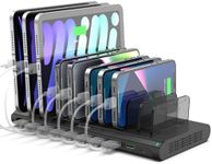 Alxum USB Charging Station, Fast 120W 10 Port Phone Tablet Charging Station for Multiple Devices with Type C/2 QC 3.0 Port for iPad/iPhone/Galaxy/Kindle/Fire, Devices Organizer, UL Certified, Black