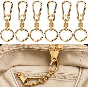 XEMBRALTI Anti Theft Zipper Clips, 6Pcs Zippers Locks with Longer Clips for Crossbody Bag, Backpack, Upgraded Anti Theft Clip for Main Zipper (Gold-6Pcs)
