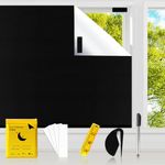 CyanCloud Temporary Blackout Blinds 100% Black out Material Blackout Blinds Stick On Velcro 200 X 145 cm Cut To Size Lightweight Blackout Window Blinds for Bedroom Nursery Travel Car