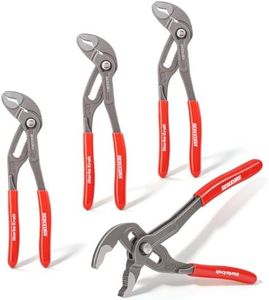 GEINXURN 7-Inch Water Pump Pliers, 4PCS Groove Joint Pliers V-Jaw with 17-Position Push-Lock, Fast Adjustable Slip Joint Pliers Set for Plumbing, Home Repair, and Pipe Fittings