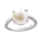 PTM Natural Pearl/Moti 5.25 Ratti or 5 Carat Astrological Certified Gemstone Pure Sterling Silver/925 bis Hallmark Adjustable Ring for Women - fba4525