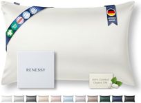RENESSY Premium Silk Pillowcase 100% Organic Mulberry Silk, 22 Momme, Grade 6A - Oeko-Tex Certified in Germany - Luxury for Hair & Skin, 1 Piece (Standard Size 20x26 Inches, Natural Silk Off-White)