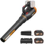 WORX Nitro 40V Cordless Leaf Blower, Quiet Electric Leaf Blower Cordless with Battery and Charger for Lawn Care Up to 180 MPH & 530 CFM, PowerShare, WG581.1