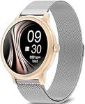 BRIBEJAT BT5 Smart Watch Gifts for Women Compatible with iPhone Samsung Android Phones(Dial/Answer Call), Voice Assistant, SpO2, Real-time Heart Rate & Sleep Monitor, Light Gold