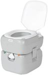 Outsunny Portable Toilet for Adults, 22L Camping Toilet with Seat, Lid and Anti-Leak Handle Pump, Outdoor Travel Toilet with Detachable Tanks for Camping, Boating, Hiking, Travel, RV, Grey