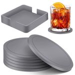 Coasters for Drinks, Silicone Round Coasters, Non-Slip Cup Coasters for Coffee, Beer Mugs (Grey)