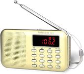 Retekess PR11 Portable Radio Rechargeable, AM FM Digital Radio, with Emergency Flashlight, USB, TF, AUX Port, Earphone Jack, Ideal MP3 Player (Gold)