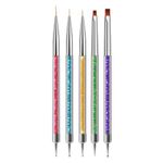 MAGIC ARMOR 5pcs Double Ended Nail Art Brushes Set Nail Dotting Tools Professional gel nail brush 3D Nail Art Point Drill Drawing Brush Pen Manicure Care Tool for DIY Nail Art Designs Nail Art pen