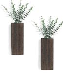 2 Pack Wood Wall Decor with Artificial Plants Rustic Farmhouse Decor Wooden Boho Decor Vase Hanging Plant Decor for Bedroom Living Room Office Home