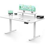 Devoko Electric Standing Desk 160 x 70cm, Height Adjustable Standing Desk with Monitor Stand, Stand Up Desk Home Office Desk with Memory Smart Pannel Sit Stand Desk (White)