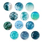 KHDULQ Ocean Waves Decorative Glass Cabochons, 12Pcs Fridge Magnets for Kids - Crystal Glass, Soft Magnetic, 30mm, ONE SIZE, Marbled Fridge Sticker