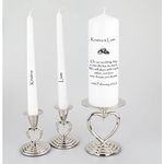 Personalised Wedding Unity Candle with entwined rings, Gold or Silver with choice of candle holders as an optional extra by Just Candles