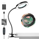 iVict 10X Magnifying Glass Lamp with Clip, 72 Led Clip on Light, 3 Color Modes & 10 Brightness Levels Desk Light, Flexible Gooseneck Magnifier with Light for Close Work Craft Hobby Painting Sewing