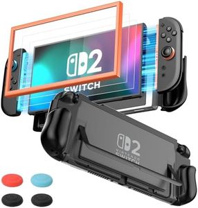ewnol Dockable Case for Nintendo Switch 2, Switch 2 Grip Case Supports Stand Use & TV Mode, Protective Cover with 2 Screen Protector, 4 Thumb Grip Caps
