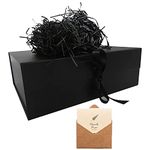 Black Gift Box, 33x26x11cm Large Gift Box with Magnetic Lids and Silk Ribbon Specially Designed for Valentines Day Presents Birthdays, Holidays, Anniversaries Gift Packaging