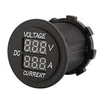 KIMISS Motorcycle Voltmeter, DC 12-24V Dual LED Digital Voltmeter Ammeter Amp Volt Meter Guage