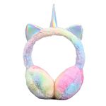 Earmuffs for Girls Unicorn Ear Muff Winter Faux Fur Ear Warmers Ear Cover with Cute Sequins Ears for Women Kids (Multicolor-Purple&Blue)