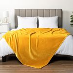 (230cm x 270cm - King, Mustard Yellow) - PAVILIA Fleece Blanket King Size Super Soft, Plush, Luxury Flannel Throw Lightweight Microfiber Blanket for Sofa Couch Bed (Mustard Yellow, 230cm x 270cm )