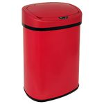 HCY Kitchen Trash Can 13 Gallon Automatic Metal Garbage Can Stainless Steel Waste Bin with Lid Smart for Kitchen,Office,Living Room,Bathroom(Red)