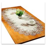 Lace Oval Table Runner Embroidered Tablecloth Lace Doily Oval Blanket Towel for Living Room Cabinet Coffee Table 40 x 90 cm, Grey