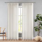 Central Park Pinch Pleated Sheer Curtain Panels 120 Inches Extra Long Linen Blend Farmhouse Rustic Crude Slub Yarn Window Drape for Living Room Bedroom, 40" Wx120 L, 2 Panels, Linen