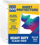 Samsill 500 Pack Heavy Duty Sheet Protectors, Crystal Clear, 8.5x11 Inch Page Protectors for 3 Ring Binder, Letter Size Protectors, Reinforced Holes, Clear Document Sleeve, Top Loading, Acid Free