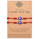 Lanqueen Red String Bracelet Evil Eye 7 Knots Protection Kabbalah Bracelets Rakhi for Brother for Women Men