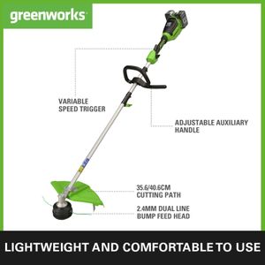 Greenworks 48V Cordless Grass Trimmer – 40cm, Dual Line, 2x 24V Batteries, Lightweight