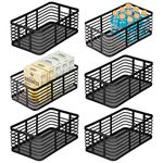 mDesign Metal Wire Food Bin Basket Organizer for Storage in Kitchen, Pantry Shelf, Cabinet, and Countertop, Bin for Fruits, Vegetables, and Snack Organization, Carson Collection, 6 Pack, Matte Black