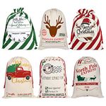 LDIWEE 6 Pack Santa Sacks Christmas Canvas Bag, Large Reusable Gift Bags with Drawstrings, Personalized Gift Bags for Christmas Thanksgiving New Year Party Supplies - Size 27.6 x19.7 Inch