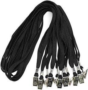 Badge Lanyards Neck Bulk Cruise Lanyards Black Lanyard with Clip for ID Card Name Tags Badge Holders (Black, 50 Pack)