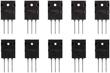 BOJACK 5 Pairs 2SA1943 2SC5200 Amplifier Transistor PNP NPN High Power Black Audio SiliconTransistor TO-3PL (Pack of 10 pcs)
