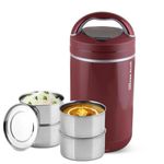 Jaypee Plus Hottline Electric Lunch Box with 4 Stainless Steel Container 320x4 ml Office Lunch Box for Men & Women Spillproof Leakproof Tiffin Box Perfect for Hot Food Reheat Food in 30 Minute,Maroon