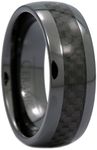 MJ Metals Jewelry 8mm Half Dome Black Ceramic Wedding Ring Carbon Fiber Men Women Band Size 10.5