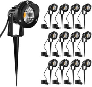 Romwish Outdoor Spotlight 3000K Warm White,12W LED Spot Lights Outdoor for Yard Garden Tree, 120V Plug in Landscape Lighting with IP65 Waterproof for Lawn Decorative, 12 Pack