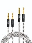 CableCreation [2-Pack,0.45M] 3.5mm Audio Cable, Aux Cord for Car,1.5ft Aux Cable Compatible with Headphones,Smartphones, 2018 Mac Mini, Echo Dot, Home/Car Stereos & More,Black & White