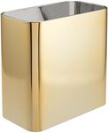 mDesign Small Metal 2.4 Gallon/9 Liter Trash Can Wastebasket Garbage Bin for Bathroom, Slim Rubbish Waste Bin Trashcans for Master/Guest Bath, Mirri Collection, Soft Brass