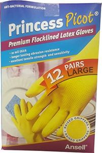 Princess Picot Rubber Gloves Large (12 Pairs), 12 Count